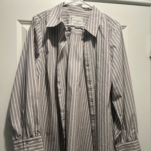 Gray Striped Women Shirt